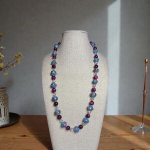 Artisan Made Cake Beads with pink tigers eye Necklace 24’